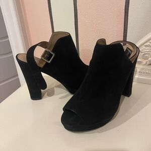 Black peeptoe heels/boots